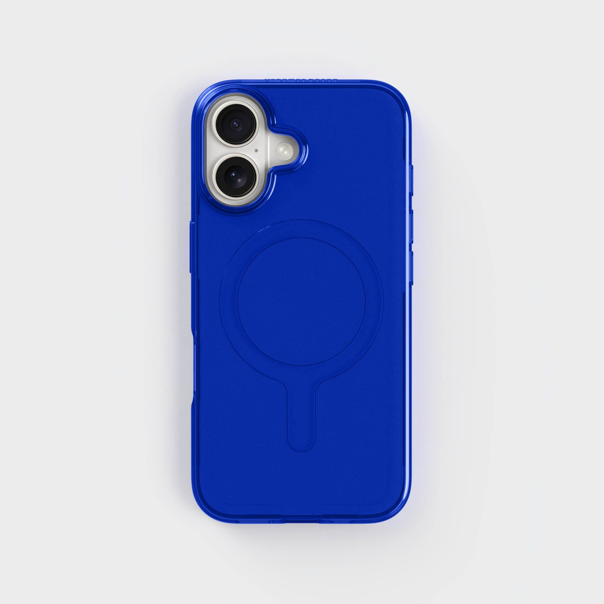 iPhone 16 Cobalt Blue Case, Circular Blue-Tinted Transparent