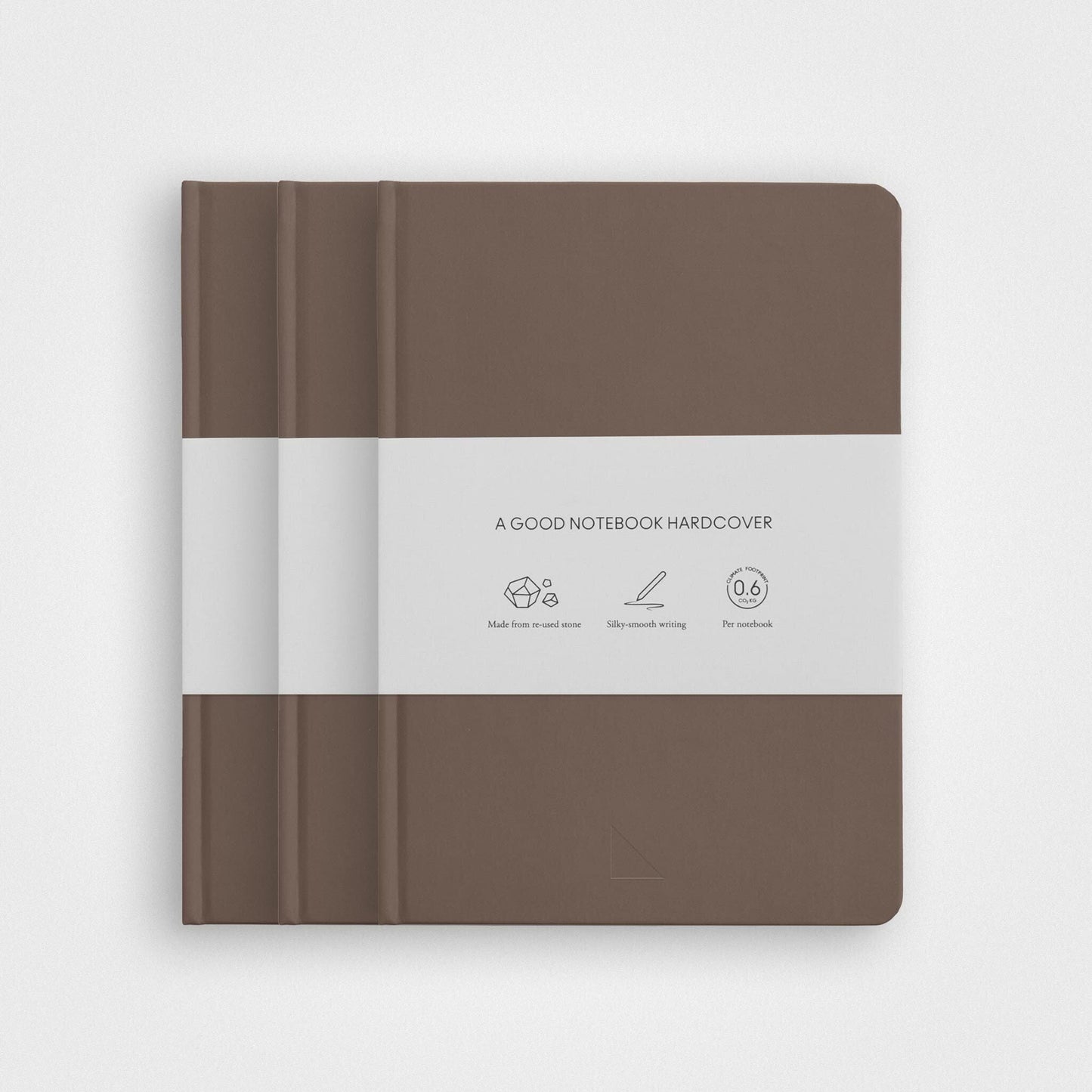 3er-Pack Notizbuch-Set aus Steinpapier – A5 Hardcover, Erdbraun
