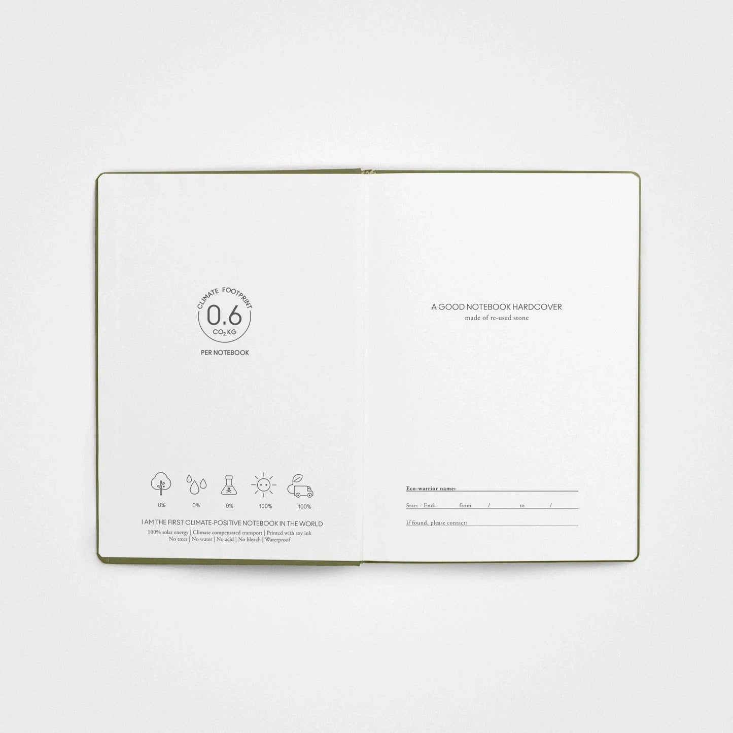 3er-Pack Notizbuch-Set aus Steinpapier – A5 Hardcover, Grasgrün