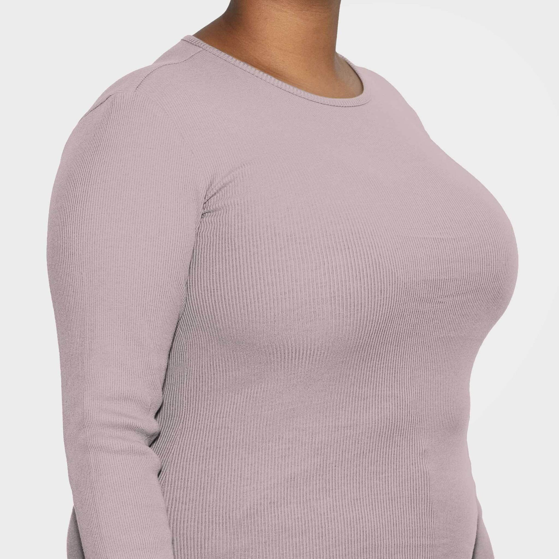 Women’s Recycled Cotton Rib Long Sleeve Top, Sand