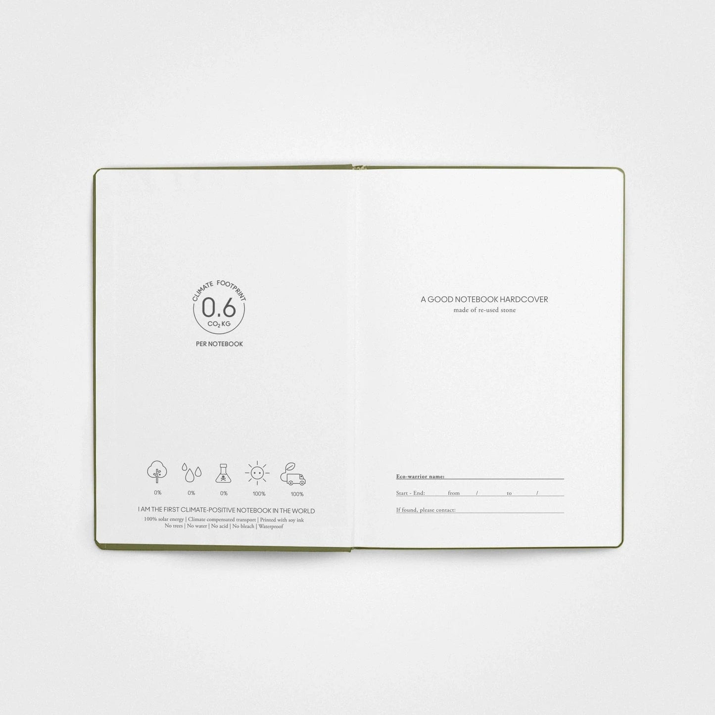 Steinpapier-Notizbuch – A5 Hardcover, Grass Green