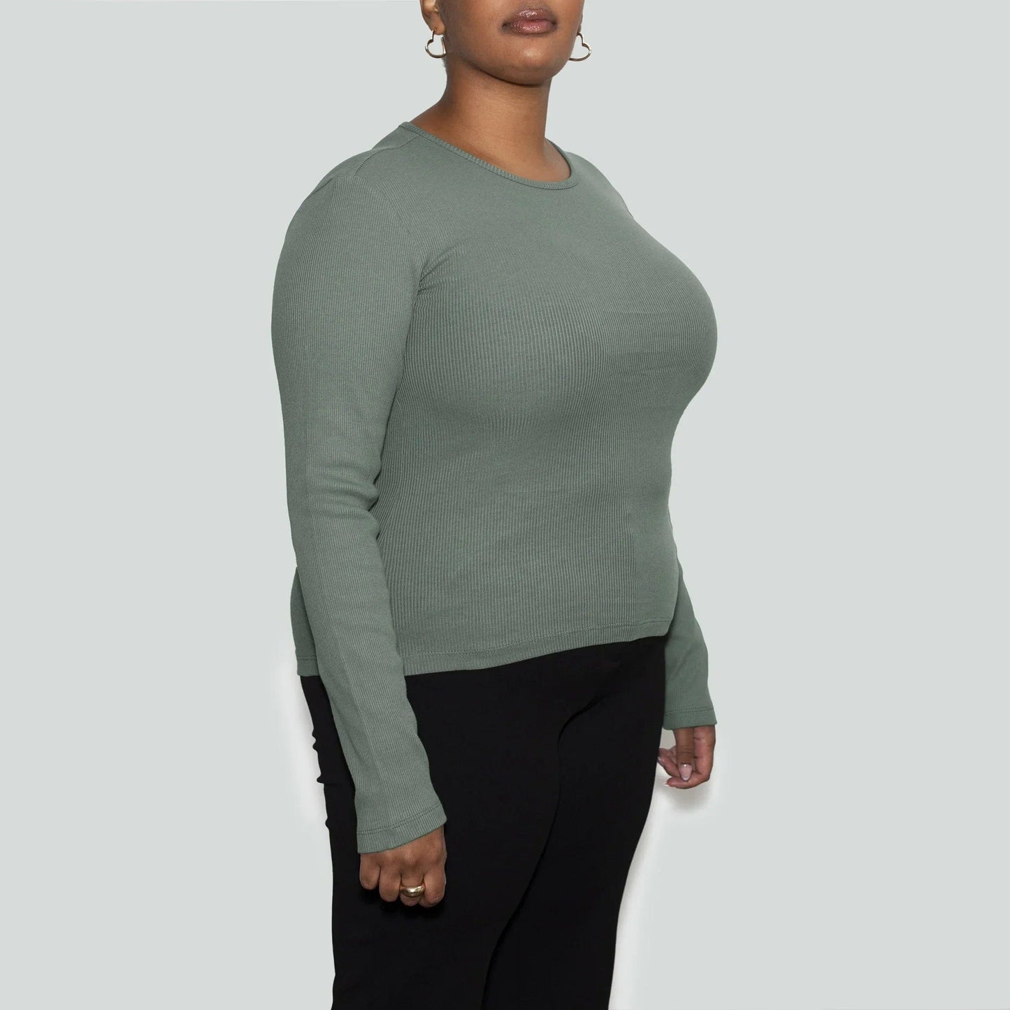Women’s Recycled Cotton Rib Long Sleeve Top, Sage