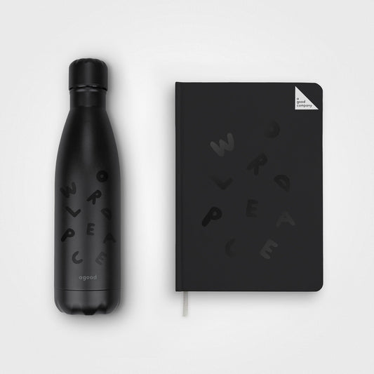 Duo voordeel - Thermal bottle & Stone Paper Notebook︱Bings, World Peace