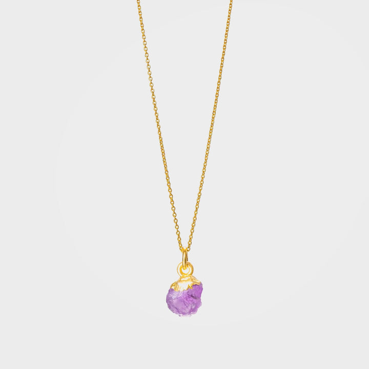 Halsband med hängsmycke av rå ametist - smycken av helande kristaller | By Lunar James