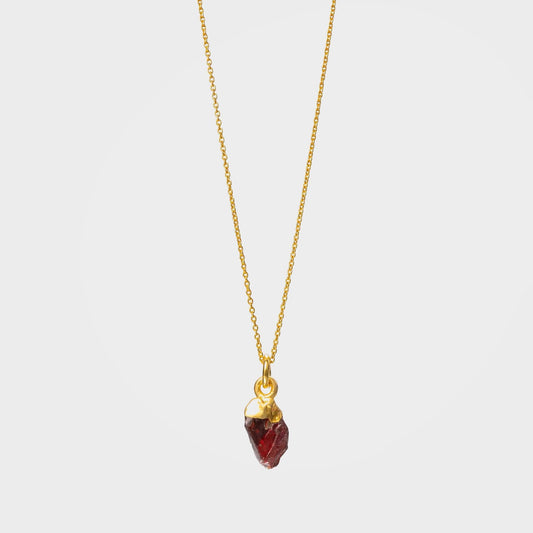 Halsband med hängsmycke av rå granat - smycken av helande kristaller | By Lunar James