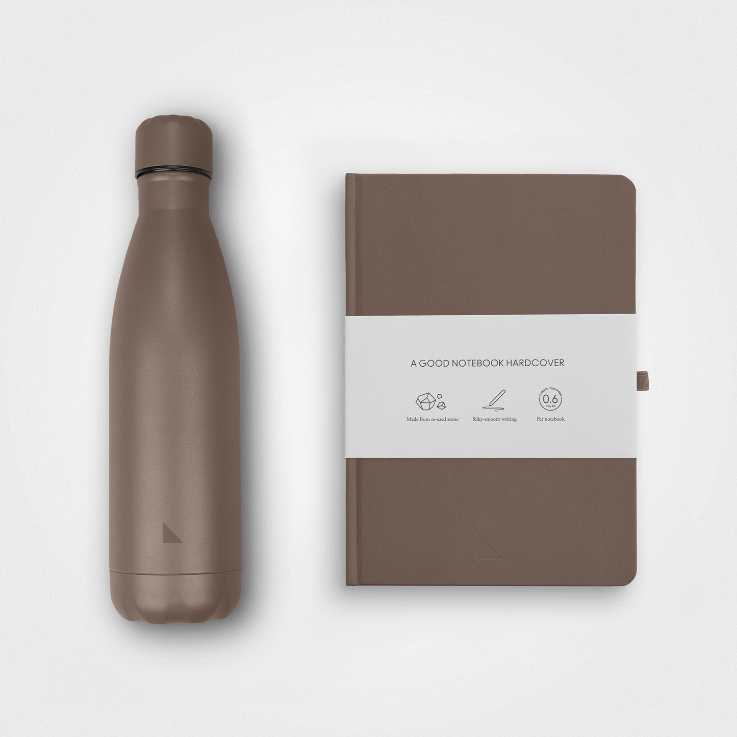 Bundle – Thermosflasche und Notizbuch aus Steinpapier, Erdbraun