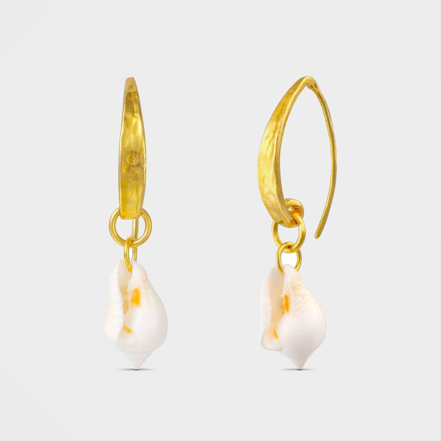 Gold or Silver White Shell Earrings, Concha | By Lunar James