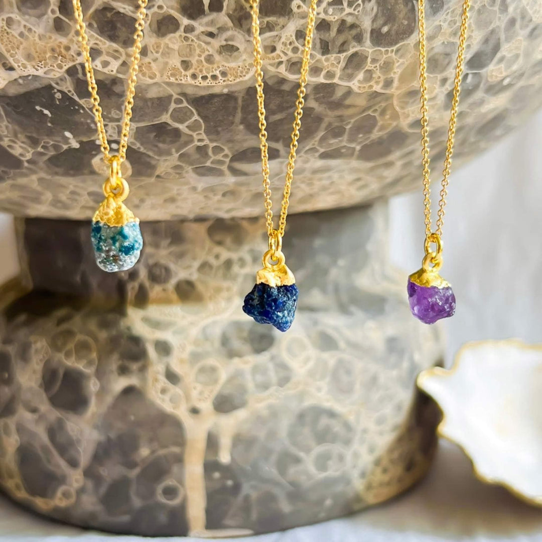 Raw Turquoise Pendant Necklace - Healing Crystal Jewellery | By Lunar James