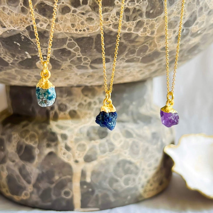 Raw Turquoise Pendant Necklace - Healing Crystal Jewellery | By Lunar James