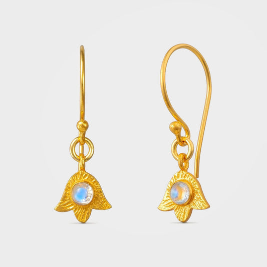 Gold Moonstone Summer Flower Earrings, Flora | By Lunar James