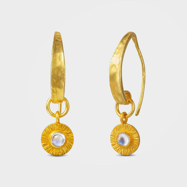 Gold Moonstone Sun Earrings, Soluna | By Lunar James