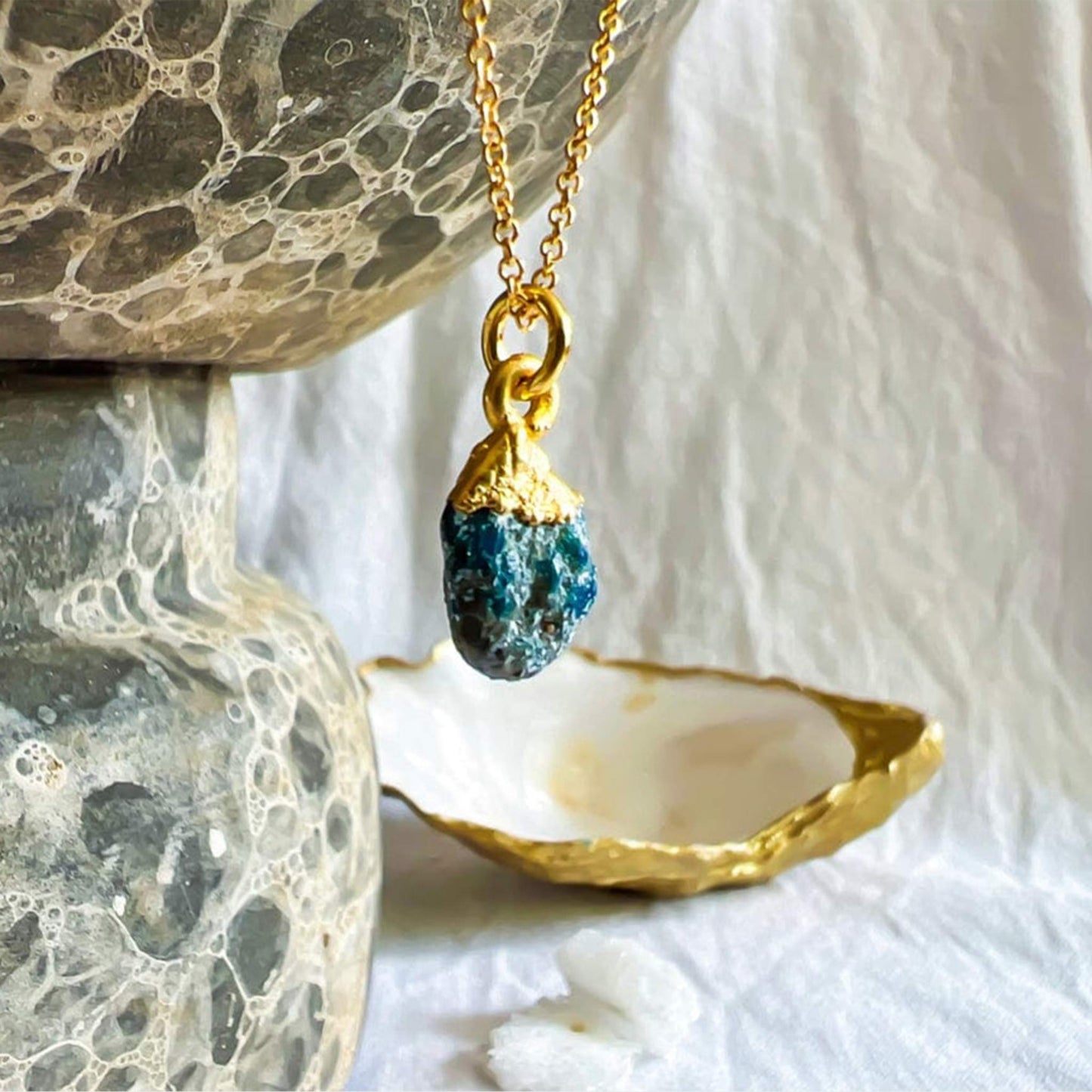 Raw Turquoise Pendant Necklace - Healing Crystal Jewellery | By Lunar James