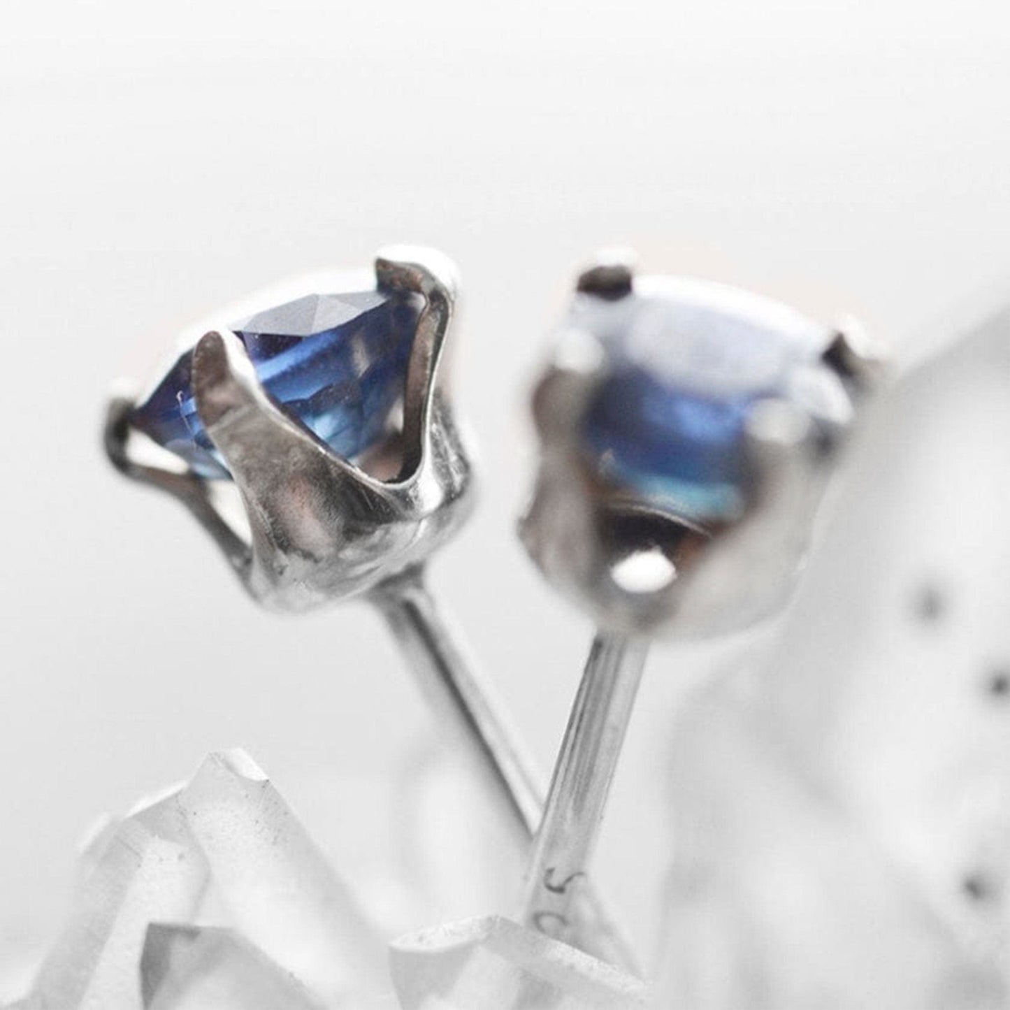 Sapphire Stud Birthstone Earrings, Gold - Silver | By Lunar James