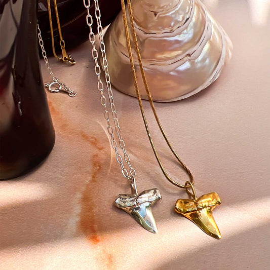 Gold or Silver Shark Tooth Pendant Necklace - Manō | By Lunar James