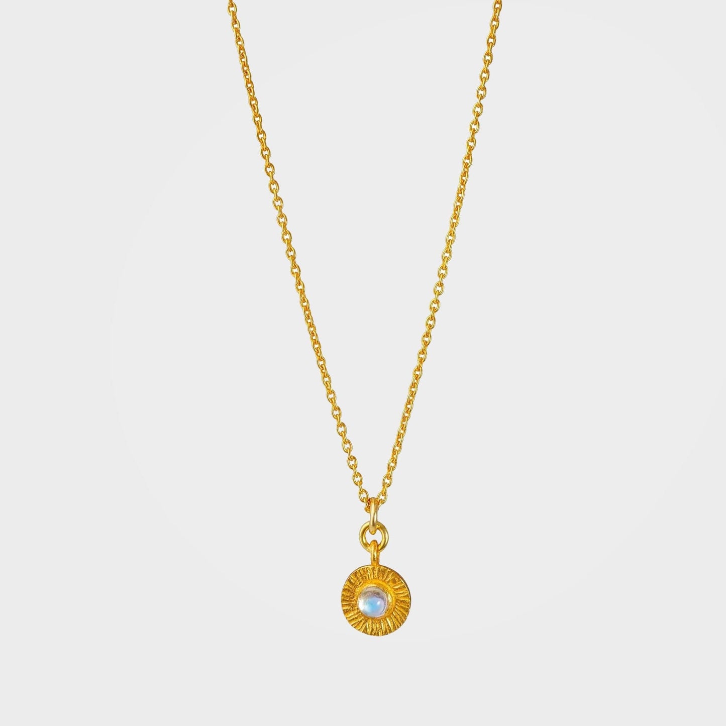 Gold Vermeil Sun Necklace with Moonstone - Soluna | By Lunar James