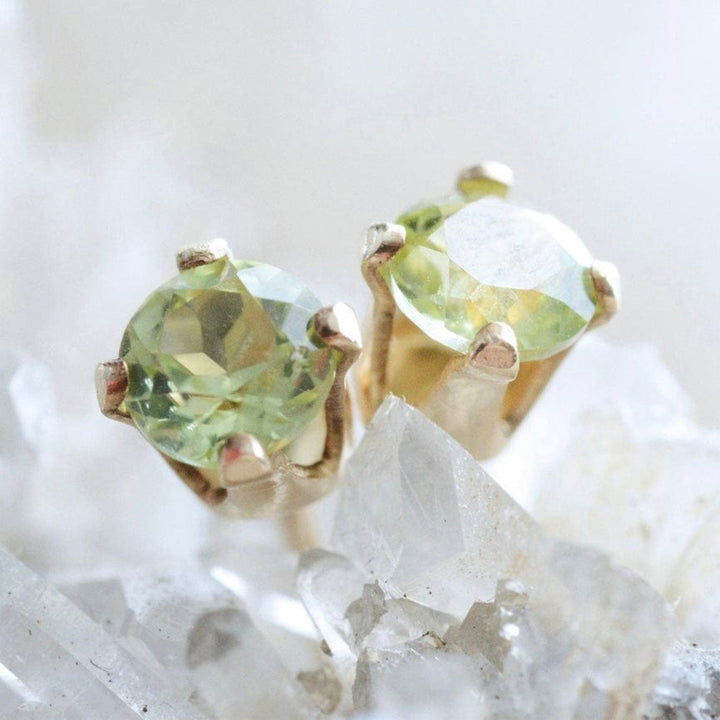 Peridot Stud Birthstone Earrings, Gold - Silver | By Lunar James