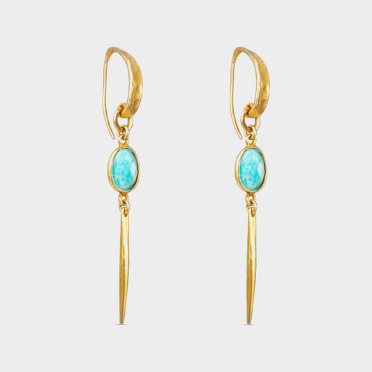 Amazonite Drop Earrings, Ama - Gold | By Lunar James