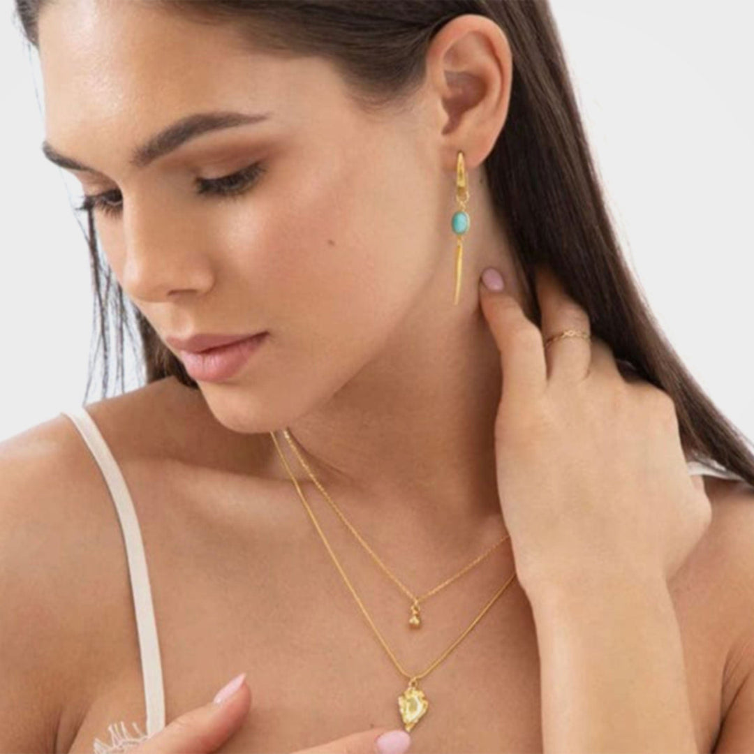 Droppörhängen i amazonit, Ama - Guld | By Lunar James