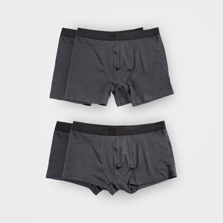 4 Pack Men's Charcoal Underwear - Boxer Brief & Trunk | TENCEL™