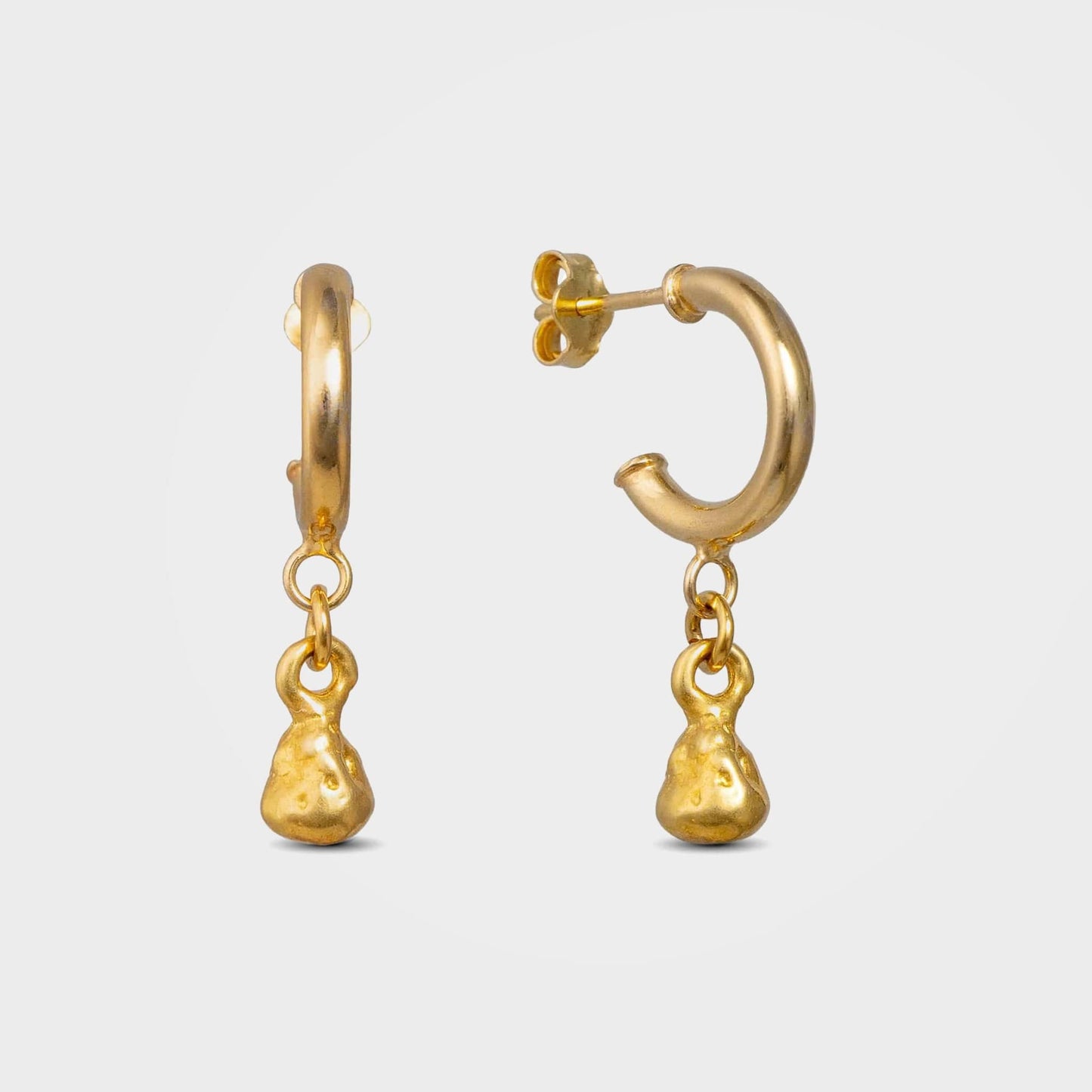 Organic Teardrop  Earrings, Tara - Gold | By Lunar James