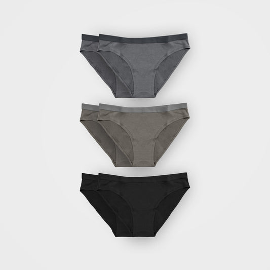 Women's Bikini Underwear, 3 Colours - 6 Pack | TENCEL™ Lyocell