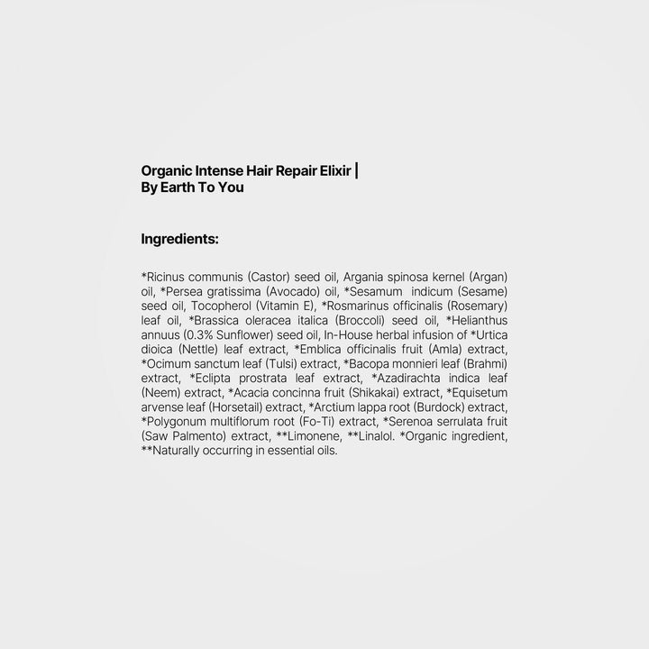 Organic Intense Hair Repair Elixir │ By Earth To You