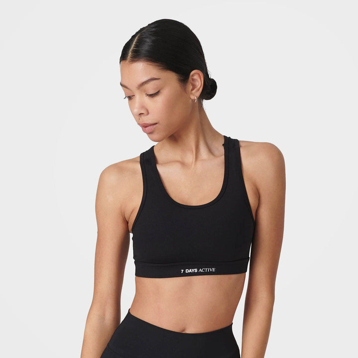 Black Sports Bra, Strechy Training Bra by 7Days Active