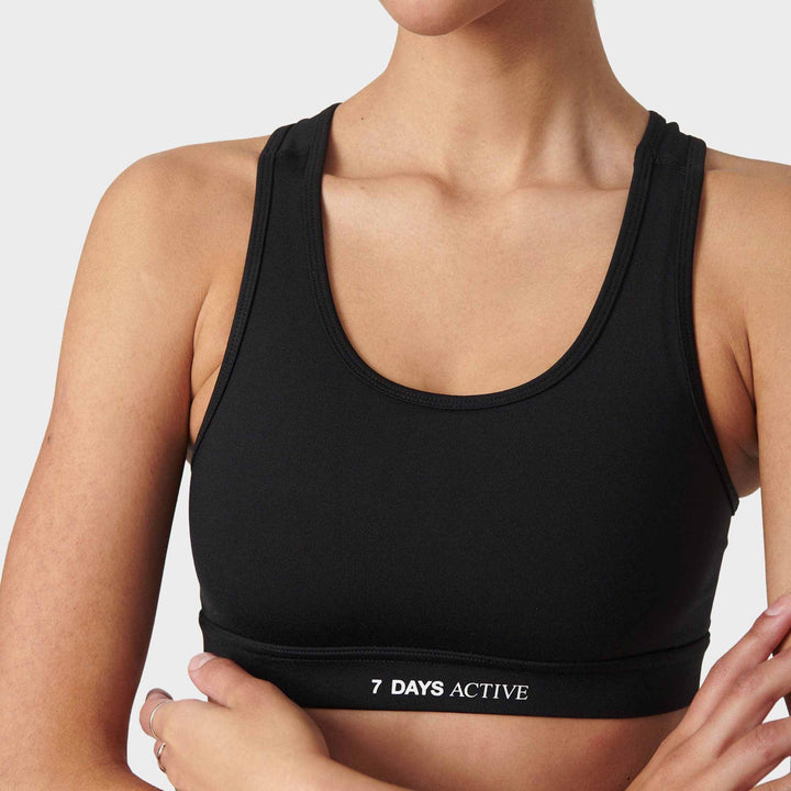 Black Sports Bra, Strechy Training Bra by 7Days Active