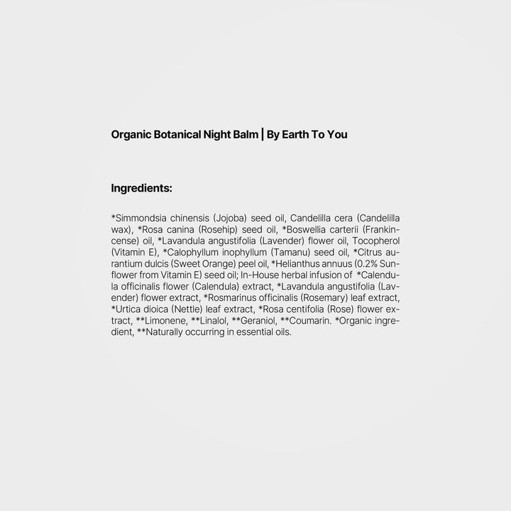 Organic Botanical Night Balm │ By Earth To You