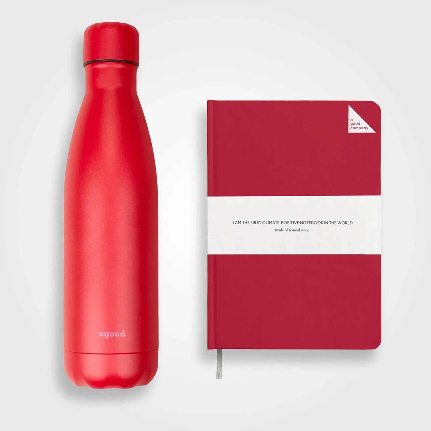 Bundle – Thermosflasche und Notizbuch aus Steinpapier, Pomegranate Red