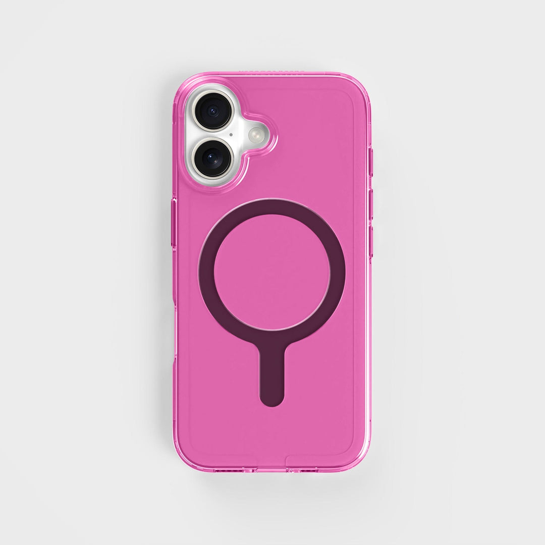 Getönte-Pink-Klarsicht-Handyhülle mit Schwarz MagSafe und freiem Kabel | CLRPRTCT™