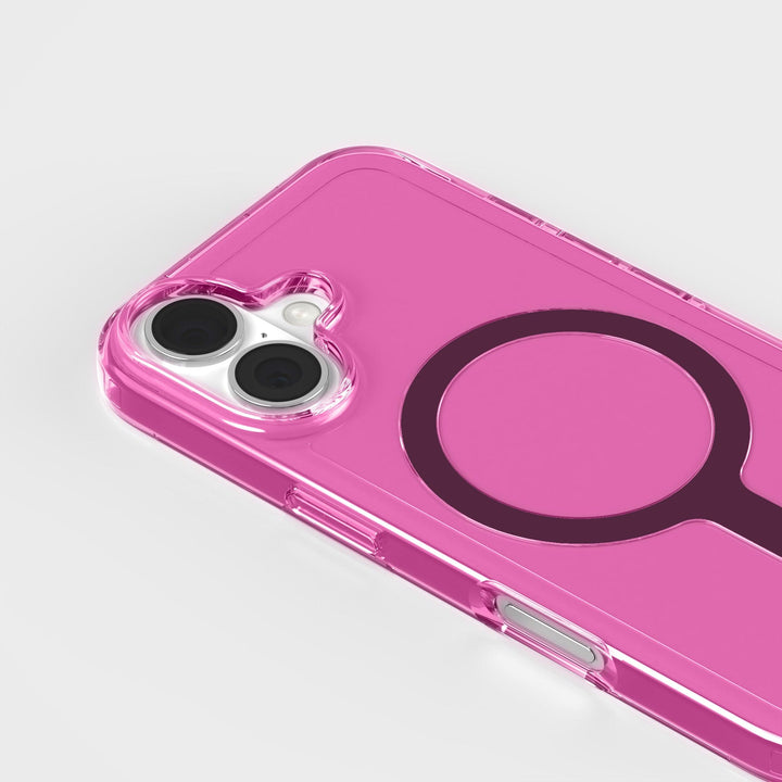 Getönte-Pink-Klarsicht-Handyhülle mit Schwarz MagSafe und freiem Kabel | CLRPRTCT™