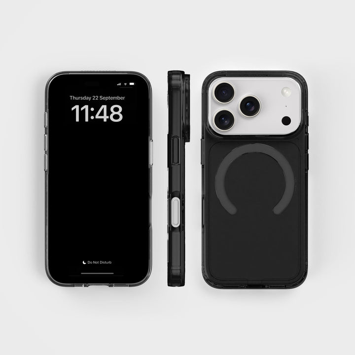 iPhone 18 Pro Tinted Black Circular Clear Phone Case | CLRPRTCT™