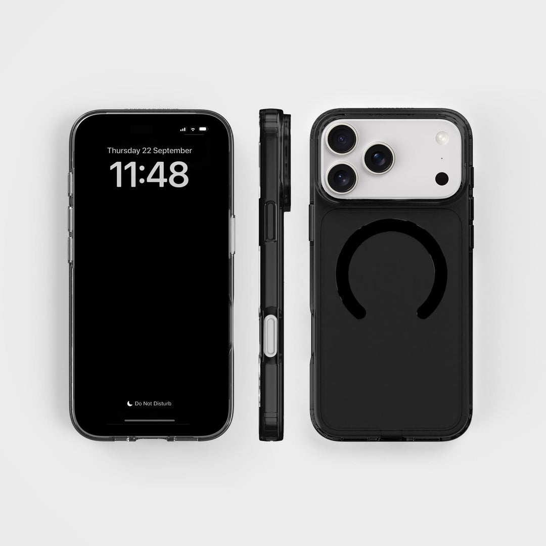 iPhone 18 Pro Max Tinted Black Circular Clear Phone Case | CLRPRTCT™