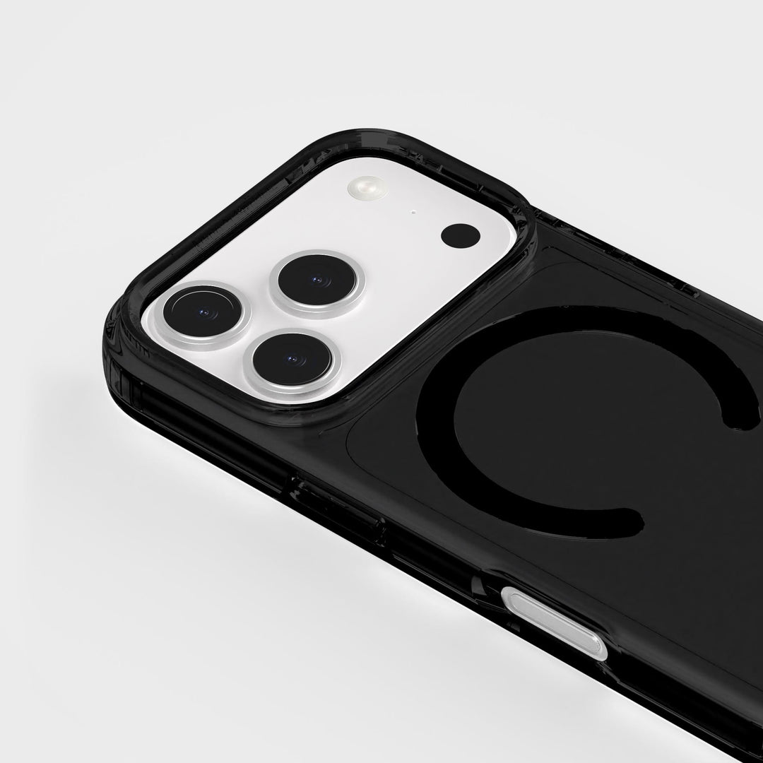 iPhone 18 Pro Max Tinted Black Circular Clear Phone Case | CLRPRTCT™