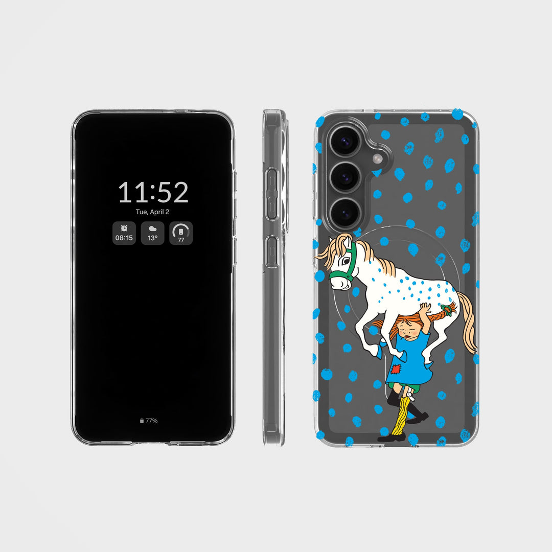 Samsung S25 Pippi - Carrying Horse Circular Clear Phone Case | CLRPRTCT™