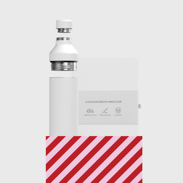 Bundel - 2-in-1 hybride notitieboek met fles en steenpapier, wit