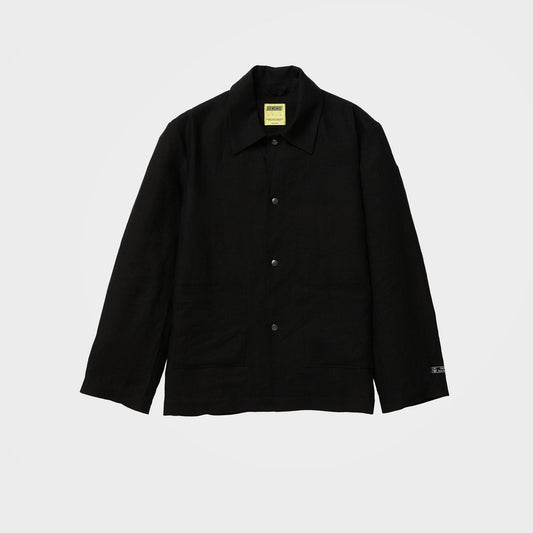Linen Overshirt Jacket, Black