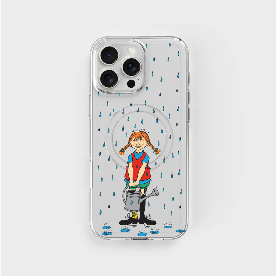 iPhone 16 Pro Max Pippi - Rainfall Rond Transparant Telefoonhoesje | CLRPRTCT™