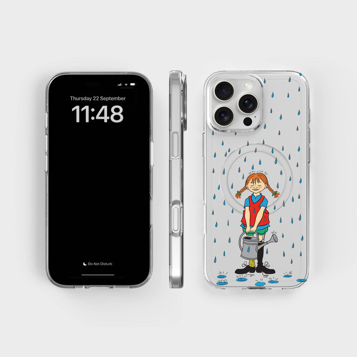 iPhone 16 Pro Max Pippi - Rainfall Rond Transparant Telefoonhoesje | CLRPRTCT™