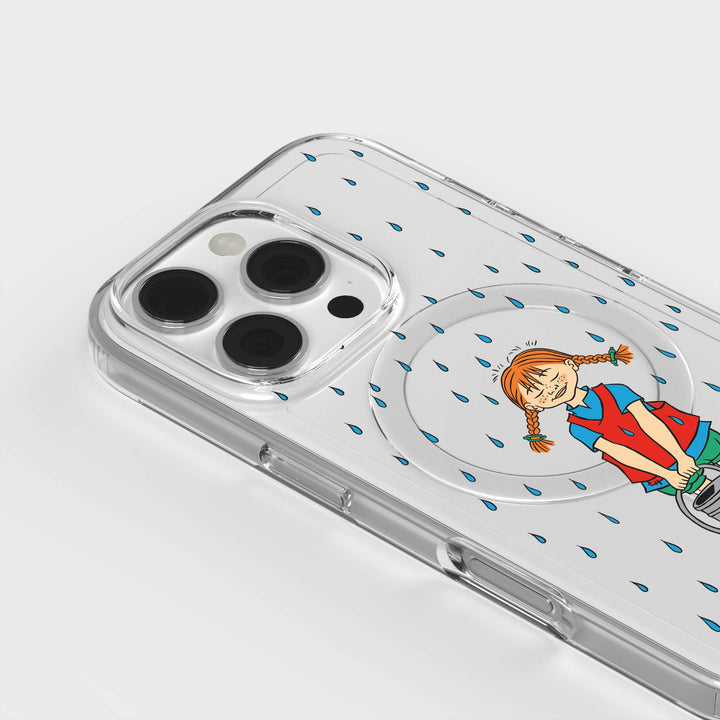 iPhone 16 Pro Max Pippi - Rainfall Rond Transparant Telefoonhoesje | CLRPRTCT™