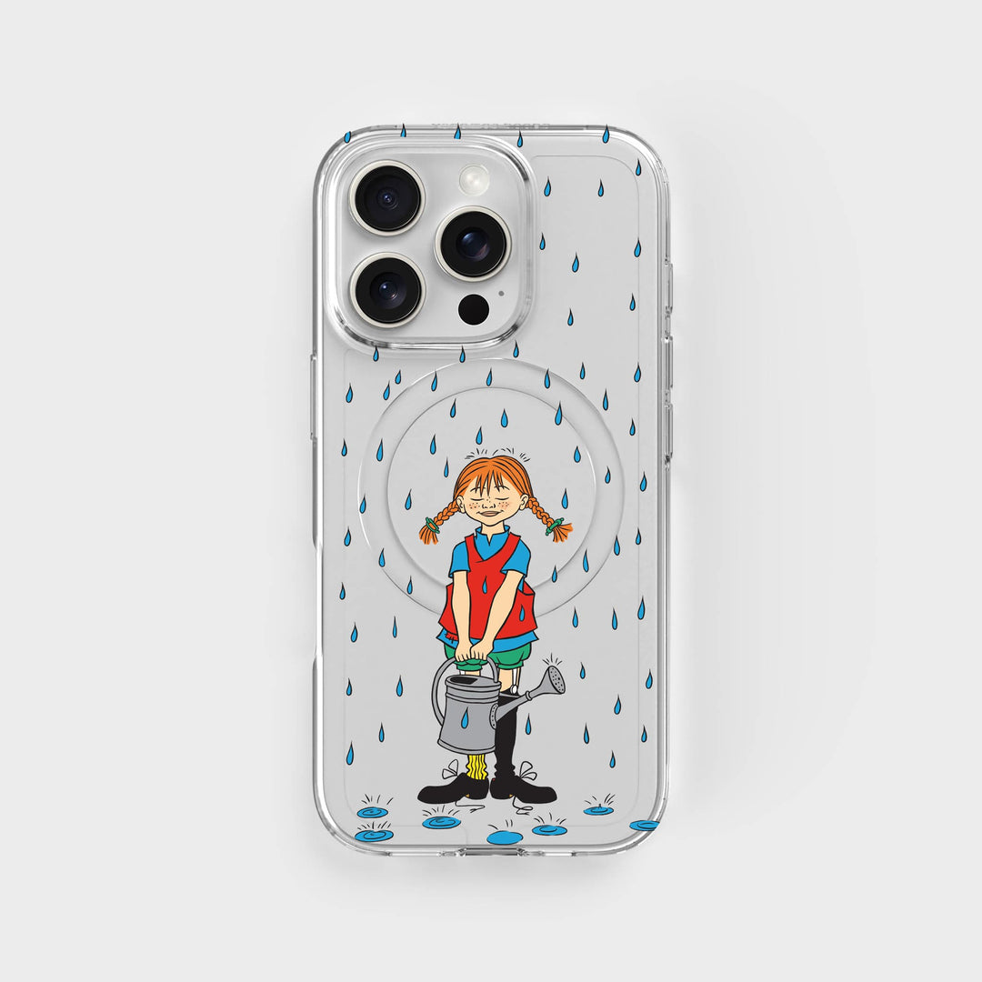 iPhone 16 Pro Pippi - Rainfall Rond Transparant Telefoonhoesje | CLRPRTCT™