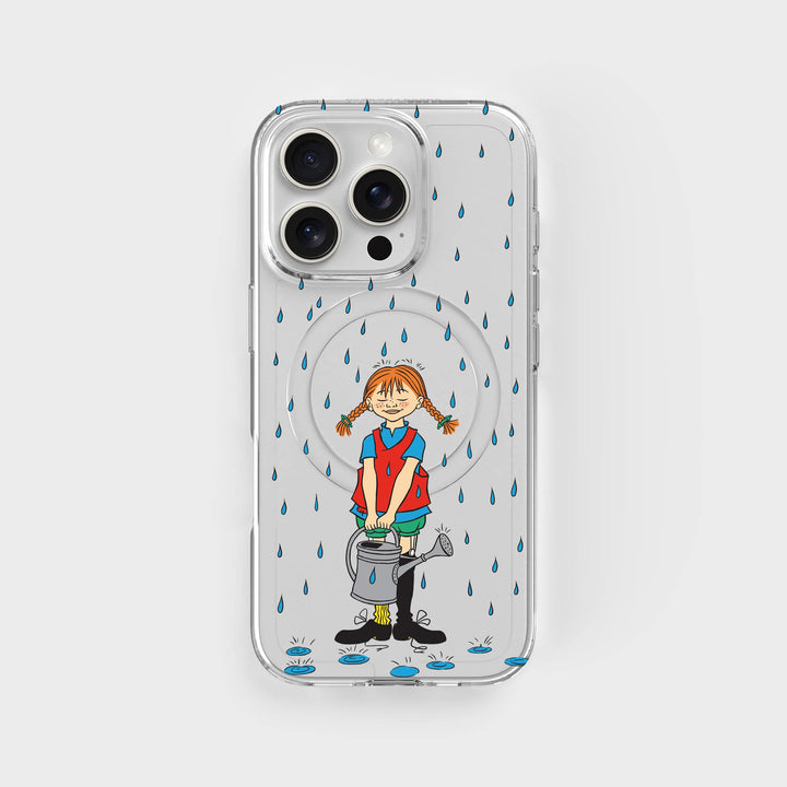 iPhone 16 Pro Pippi - Rainfall Rond Transparant Telefoonhoesje | CLRPRTCT™