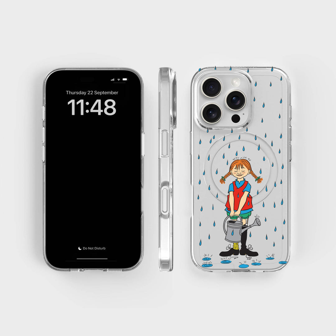 iPhone 16 Pro Pippi - Rainfall Rond Transparant Telefoonhoesje | CLRPRTCT™