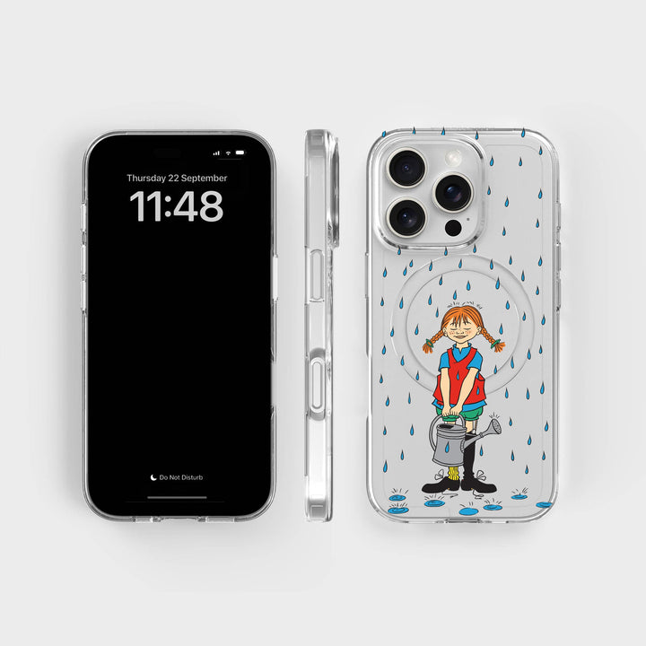 iPhone 16 Pro Pippi - Rainfall Rond Transparant Telefoonhoesje | CLRPRTCT™