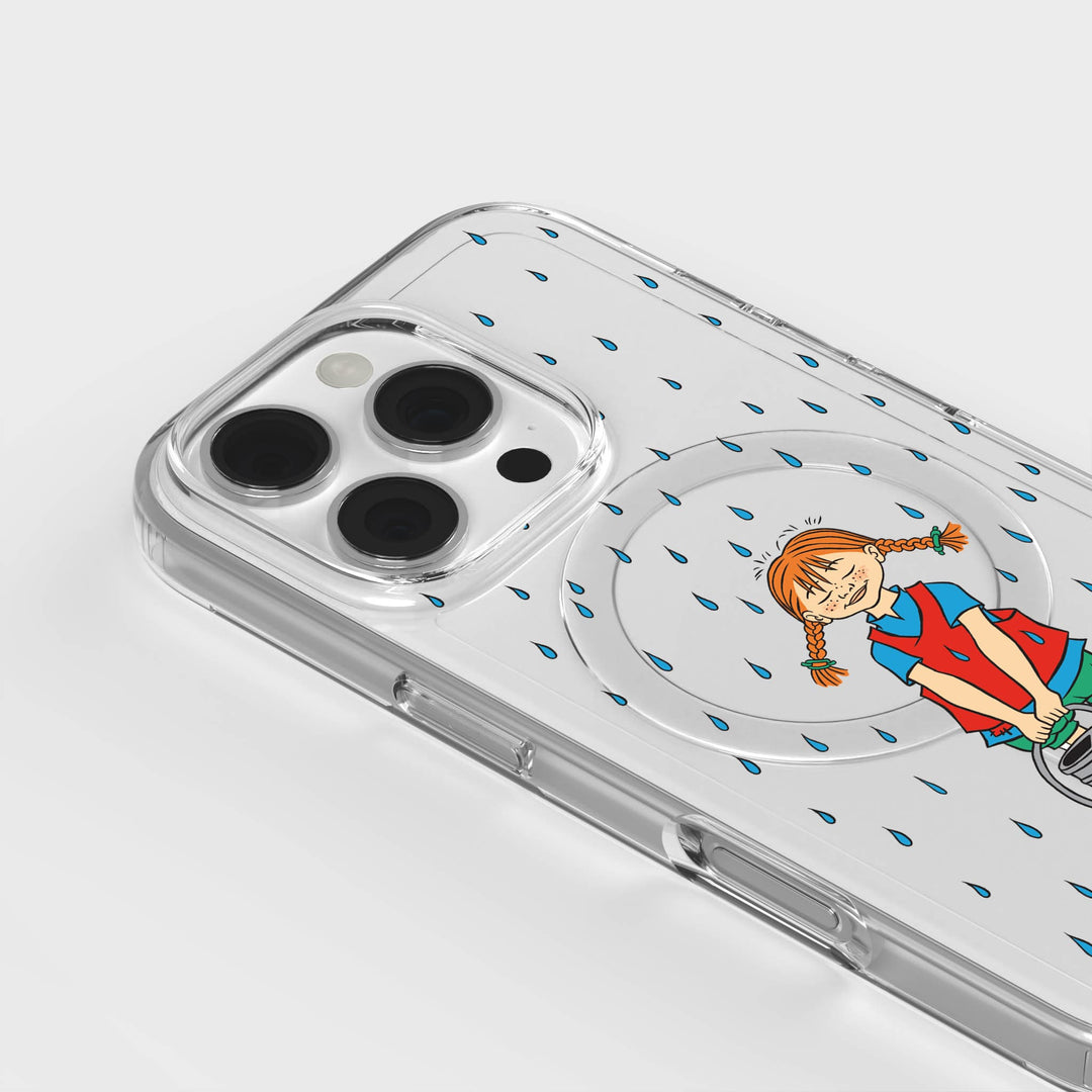 iPhone 16 Pro Pippi - Rainfall Rond Transparant Telefoonhoesje | CLRPRTCT™