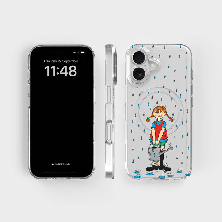 iPhone 16 Pippi - Rainfall Rond Transparant Telefoonhoesje | CLRPRTCT™