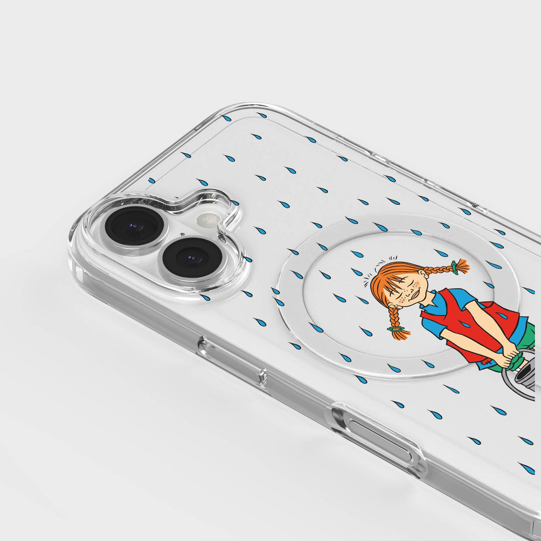 iPhone 16 Pippi - Rainfall Rond Transparant Telefoonhoesje | CLRPRTCT™