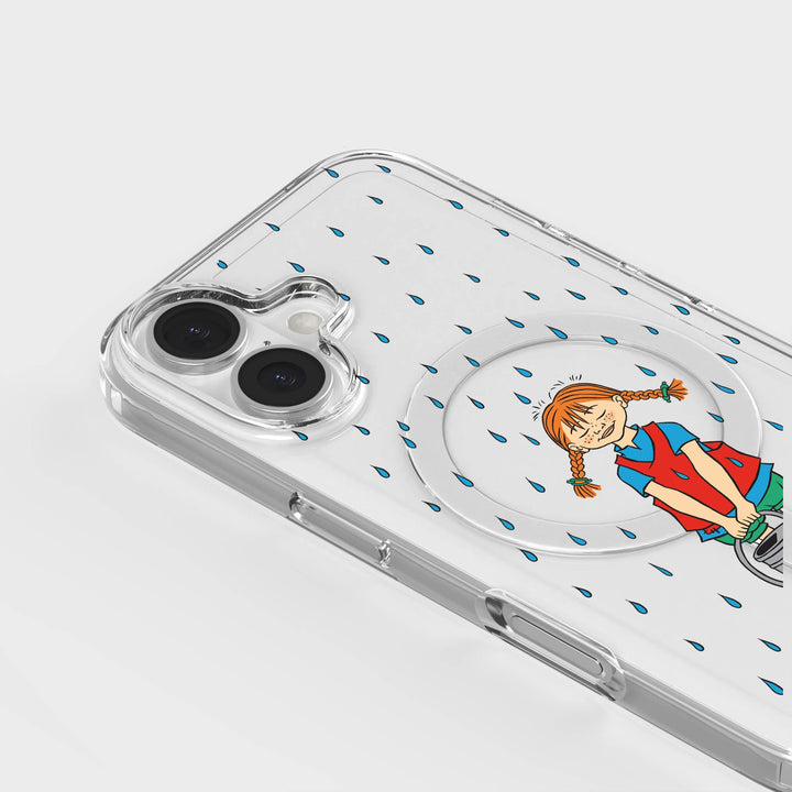 iPhone 16 Pippi - Rainfall Rond Transparant Telefoonhoesje | CLRPRTCT™