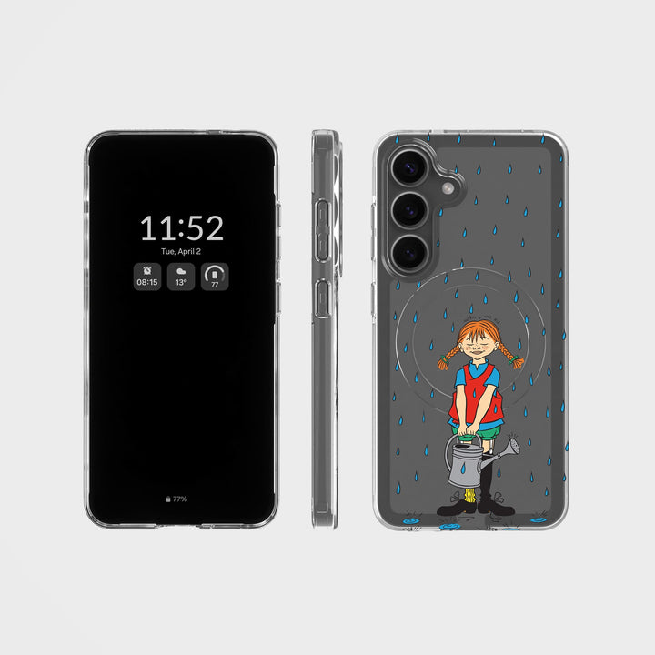 Samsung S25 Pippi - Rainfall Rond Transparant Telefoonhoesje | CLRPRTCT™